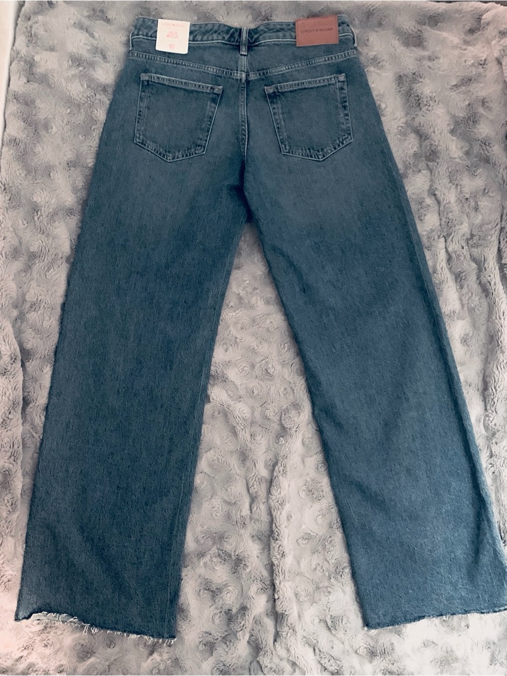 Lucky Brand Baggy Wide Leg Jeans with Laser Heart Motif β’ Size: 4/27 R β’ NWT - Picture 3 of 16